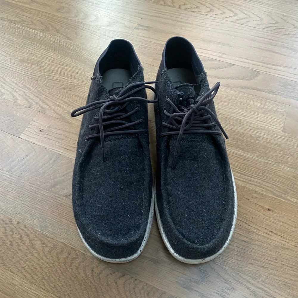 Hey Dude Wayne Men's Black Fabric Lace up Loafers Size 13 comfy casual